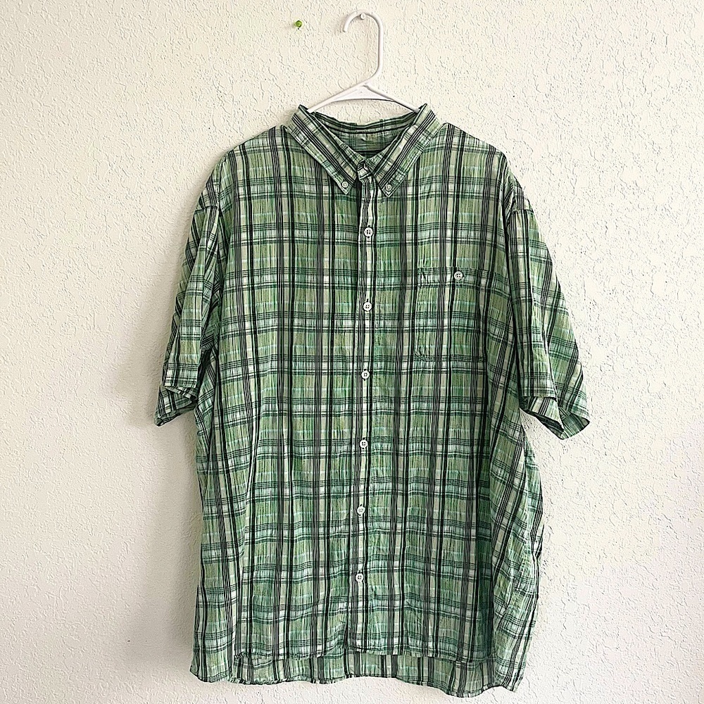 RED HEAD CLOTHING Men’s Green Plaid Short Sleeve Button Down Shirt Size 2X
